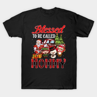 Blessed To Be Called Mommy Christmas Buffalo Plaid Truck T-Shirt